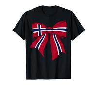 Norvège Norvège Fierté Norvégienne Drapeau Fille Coquette Nœud Ruban T-Shirt