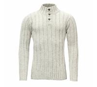 norvégien la laine pull avec col montant au boutons Devold Nansen Côte Tricoter gris XXL