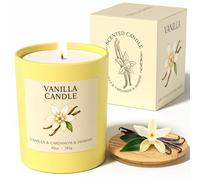 NORVENCE Vanilla Candles - Coffret cadeau de bougies parfumées pour elle, bougies de soja de 283 g avec couvercle en bambou, cadeaux d'anniversaire pour femme et homme, bougies coulées à la main pour