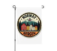 Norway Bergen House Impression Yard Garden Banner Polyester Double Face Drapeau Extérieur Moderne Vacances Décoration extérieure Cadeau