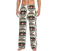 Norway Bergen Houses Mountain Pantalon de pyjama pour homme avec poches Taille élastique Confortable Doux Cadeaux pour hommes, blanc, XXL