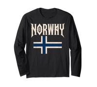 Norway with Norwegian Flag Colors. Men, Women & Kids Manche Longue