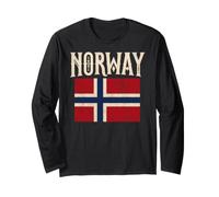 Norway with Norwegian Flag Colors. Men, Women & Kids Manche Longue