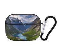 Norwegian Fjords Coque rigide pour Airpod Pro Coque de protection complète contre les chutes avec porte-clés compatible avec AirPod Pro 2e/1ère génération, LED avant visible, noir