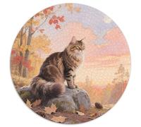 Norwegian Forest Cat 1000 Pièces Puzzles Convient Aux Adultes Aux Enfants Animals Puzzle Circulaire Décompression Et Cadeau Jeu D'Intelligence De l'art De La Décoration Moderne 1000pcs (67.5x67.5cm)