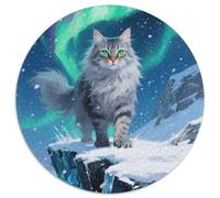 Norwegian Forest Chat 1000 Pieces Animaux Puzzle Circulaire Matériaux Recyclés De l'art De La DécoRation Moderne Adultes Enfants 1000pcs (67.5x67.5cm)