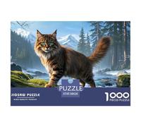 Norwegian Forest Chat 1000 Pieces Jigsaw Puzzles for Adults Challenging Game Stress Relieving Entertainment Exercise The Memory of The Brain for Family Decorations 38x26cm/1000pcs