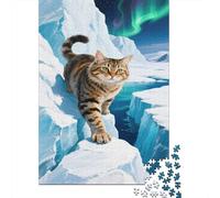 Norwegian Forest Chat 1000 Pièces Puzzles Pour Adultes,Aurore boréale dans la neige Un Jeu De Dexérité Très Difficile Puzzle En Bois Jeu D'intelligence L'art De La Décoration Moderne 1000pcs (75x50cm)
