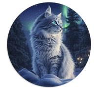 Norwegian Forest Chat Casse-tête De 1000 Pièces Ronds pour Adultes 14+ Bricolage DécoRation Difficile Impossible Jeux De Défi Uniques 1000pcs (67.5x67.5cm)
