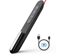Norwii N76 Pointeur de présentation Clicker for Powerpoint Remote, Télécommande de présentation du présentateur sans Fil 2,4 GHz avec hyperlien et contrôle du Volume (Noir-N76 RBK)
