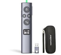 Norwii N95s BLE Presentation Clicker avec Pointeur Numérique pour Présentation PowerPoint sur Écran TV/Projection, Présentateur sans Fil à Distance avec Compte à Rebours (Verte - USB-AC)