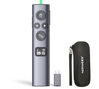 Norwii N95s BLE Presentation Clicker avec Pointeur Numérique pour Présentation PowerPoint sur Écran TV/Projection, Présentateur sans Fil à Distance avec Compte à Rebours (Verte - USB-C)