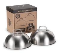 Norzn Brothers® Cloche Plancha, Lot de 2 - Couvercle Plancha, Cloche de Cuisson Cloche Plancha, Cloche Burger Barbecue, Cloche pour Smashburger, Acier INOX 304 Contact Alimentaire, Garantie 10 Ans