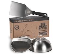 Norzn Brothers® Kit Smash Burger - Presse Smash Burger, Presse Burger, Smasher Burger, Kit Burger, Spatule Plancha, Cloche plancha, Acier INOX 304, Certifié Contact Alimentaire, Garantie 10 Ans