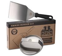 Norzn Brothers® Smash Burger Set - Presse Burger, Spatule Plancha, Presse Steak Haché, Spatule pour Barbecue, Presse Smash Burger, Certifié EU Alimentaire, Acier Inoxydable 304, Garantie 10 Ans