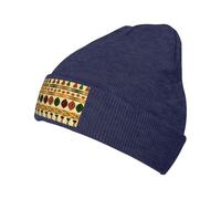 Nos chapeaux tricotés à motif africain traditionnel de style bohème sont non seulement chauds mais aussi tendance (6 couleurs), bleu marine, Taille unique