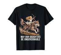 Nos Filles soient Un père féministe Blond ingouvernable Mama Wolf T-Shirt