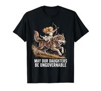 Nos Filles soient Un père féministe Blond ingouvernable Mama Wolf T-Shirt Graphique avec Valeur