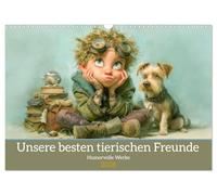 Nos meilleurs amis les animaux - Œuvres humoristiques, Version française (Calendrier mural 2026 DIN A3 portrait), Calendrier CALVENDO mensuel