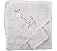 NOSBEBES ® Fabriqué en EUROPE Sortie de bain brodé, 100% COTON idee cadeau naissance, Serviette de Bain Bébé (GRIS GRIS GIRAFE)