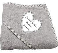 NOSBEBES ® Serviette Cap Sortie de bain bébé idée cadeau NAISSANCE bébé maternité ou idée annonce de grossesse (BLANC-GR-RV)