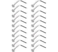 Nose Rings 20 Pcs Nose Screw Rings Studs Steel Piercing Jewelry, Stainless Steel L Shape Nose Stud Moon Curved Rod Nose Ring Piercing Jewelry