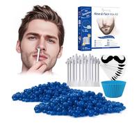 Nose Wax Kit, Cire pour Nez 50g de Cire, 30 Applicateurs, 10 Modèles de Moustache Epilation des Poils du Nez, Rapide et Indolore