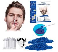 Nose Wax Kit Cire pour Nez, 50g de Cires, 30 Applicateurs, 10 Modèles de Moustache Cire d'Epilation des Poils du Nez Sûr, Facile