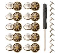 NoSew Lot de 10 boutons de réparation en laiton pour jeans - Idéal pour une fixation rapide sur des articles en tissu (A)