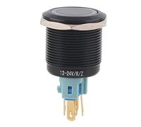 Nosqew Bouton Poussoir LED étanche à Verrouillage Automatique 12 V 24 V en Alliage de Zinc à Tête Plate Anti-poussière IP65 IK08 pour Panneau de Commande Industriel Automobile Marin (verte)