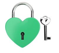 Nosqew Cadenas en forme de cœur et clé coloré pour boîte à bijoux, journal intime et petit bagage, boîte à bijoux, en métal, plusieurs couleurs, 45 x 59 mm (vert)