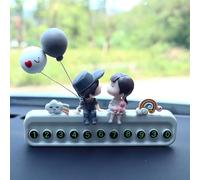 Nosqew Carte de Stationnement Temporaire Lumineuse, Plaque D'immatriculation de Téléphone de Voiture (Pantalon Gris pour garçons et Filles-Blanc)