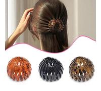 Nosqew Lot de 3 Pinces à Cheveux en Forme de Nid D'oiseau - Boucles Géométriques Vintage Pour Queue de Cheval - Pour Femmes et Filles - Orange, Vert, café, Noir, Réglables, Durables et (Couleur