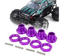 Nosqew Lot de 4 Pilotes Hexagonaux de Roue RC, Kit de Coupleur Hexagonal en Alliage D'aluminium de 17 Mm avec Montage D'essieu de 8 Mm, pour Pièces de Rechange de Voiture HSP HABA (Violet)