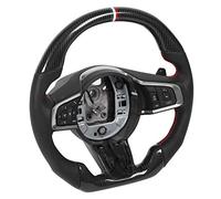 Nosqew Volant en Fibre de Carbone Cuir Nappa perforé Coutures Rouges Fond Plat Design de Course Crêtes de Doigts 12 Heures Anneau Rouge Blanc Vert adapté pour XF X260 2014 2018