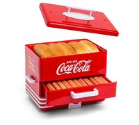 Nostalgia Cuiseur vapeur et chauffe-pain Coca-Cola de style dîner extra large, capacité de 24 hot-dogs et 12 chignons, saucisses, légumes, poissons, boulettes de boulettes, rouge