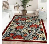 Nostalgia Flowers Tapis 160x230cm William Morris Style Carpette chambre à coucher résistant aux taches Paillasson lavables chambre d’enfant classique rétro motif floral tapis salon Home Decor tapis