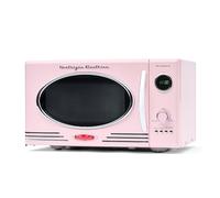 Nostalgia Four à micro-ondes rétro - Grand 800 W - 0,28 m³ - 12 réglages de cuisson préprogrammés - Horloge numérique - Appareils de cuisine - Rose