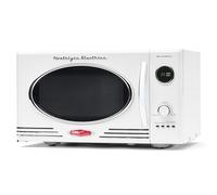 Nostalgia NRMO9WH Four à micro-ondes de 800 W avec affichage numérique LED, verrouillage enfant, intérieur facile à nettoyer, blanc