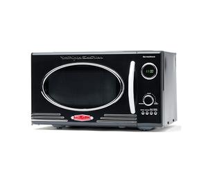 Nostalgia RMO4BK Retro Four à micro-ondes de comptoir 0,9 pied cube 800 W, 5 niveaux de puissance et 12 réglages de cuisson, affichage LED, noir jais