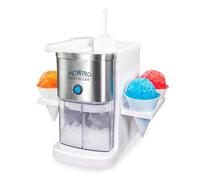 Nostalgia SnowPro Machine électrique à glace et à neige 1,8 l Capacité de rasage de glace, 4 cônes réutilisables, étagères latérales et pelle incluses