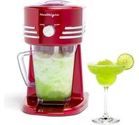 Nostalgia Station de Boissons Gelées Parfaite pour Slush, Cones de Neige, Margaritas, Daiquiris, Lames en Acier Inoxydable, Rangement de Cordon, 1,1 L, Rouge Rétro