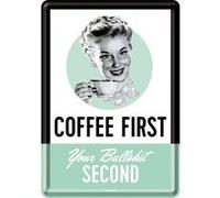 Nostalgic-Art 10297 Say IT 50 's Coffee First, Tôle Carte Postale, 10 x 14 cm G