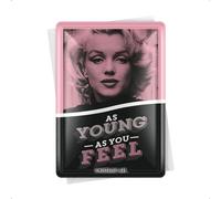 Nostalgic-Art 10302 Celebrities Marilyn Monroe - AS Young AS You Feel, tôle Carte Postale 10 x 14 cm Métal, Multicolore, 10 x 14 x 0,2 cm