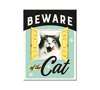 Nostalgic-Art 14354 Animal Club Beware of The Cat Métal Magnétique, 8 x 6 cm, Multicolore, 8 x 6 x 0,2 cm