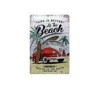 Nostalgic-Art 22277 VW Bulli-Beach Rétro Plaque de panneau Vintage Décoration Murale Métal 20 x 30 cm, multicolore, 20 x 30 x 0,2 cm