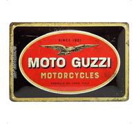 Nostalgic Art – Plaque décorative en métal – 22290 Guzzi – Logo Moto Guzzi en relief – 20 x 30 cm
