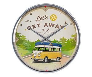 Nostalgic-Art 51092 Horloge Murale rétro Volkswagen Bulli - Let's Get Away - Idée Cadeau VW Bus - Grande Horloge de Cuisine Vintage pour décoration 31 cm