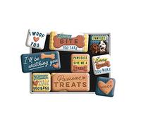 Nostalgic-Art Aimants rétro pour frigo, Dog Treats - Idée de Cadeau pour propriétaires de Chiens, déco Tableau magnétique, Design Vintage, 9 pièces
