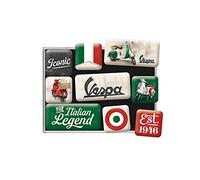 Nostalgic-Art Aimants rétro pour frigo, Vespa - Italian Legend - Idée de Cadeau pour Fans de Scooters, décoration magnétique, Design Vintage, 9 pièces